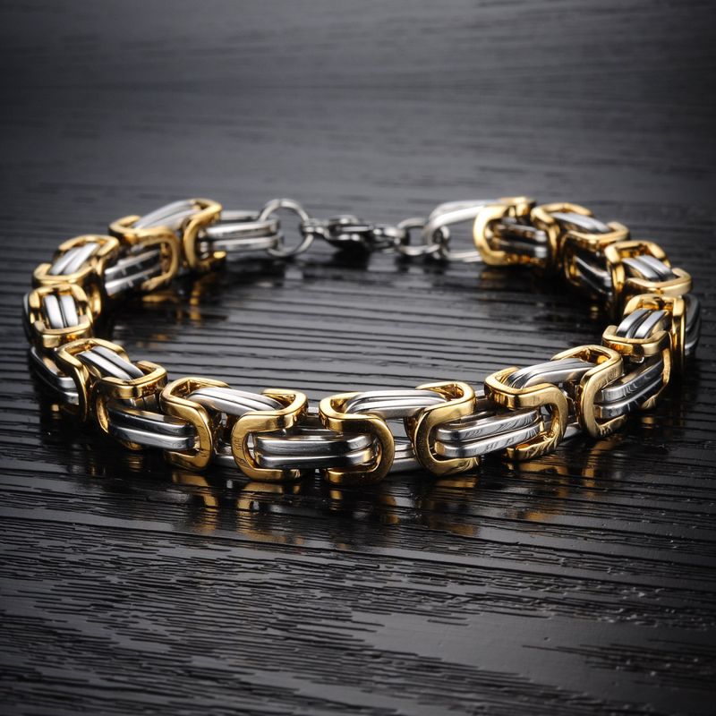 Bracciale cubano con fibbia quadrata in acciaio inossidabile imperiale in titanio, alla moda e alla moda, da uomo._voghion.com