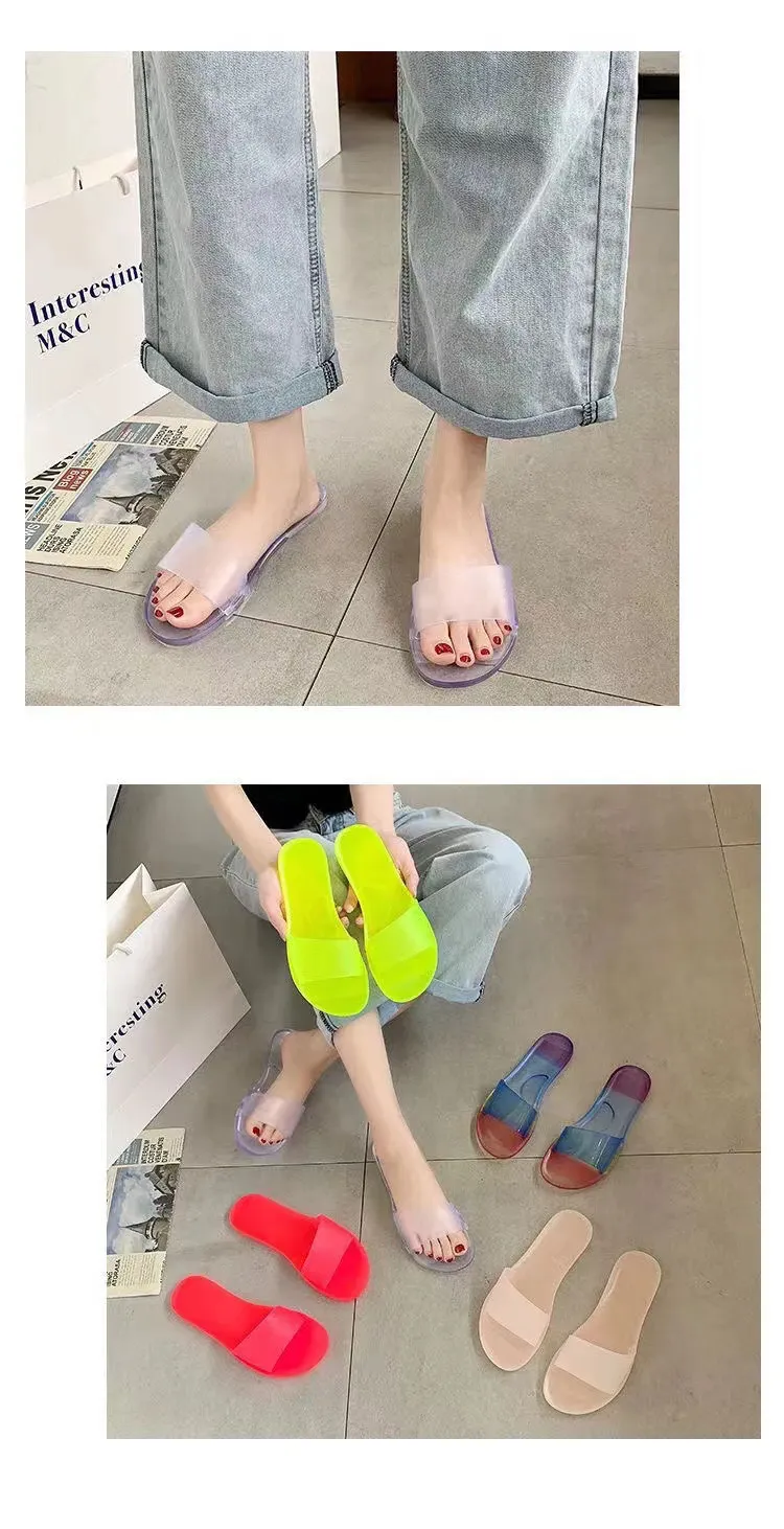 Pantofole da donna estive nuove alla moda in cristallo trasparente, casual, colorate, antiodore, con una sola parola, Lhshoe_voghion.com