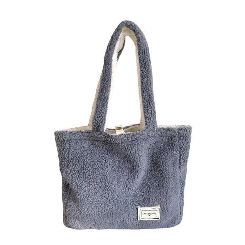 Designer Bag Simple cashmere soft plush shoulder fluffy large capacity shopping bag womens travel handbag Y241115_voghion.com