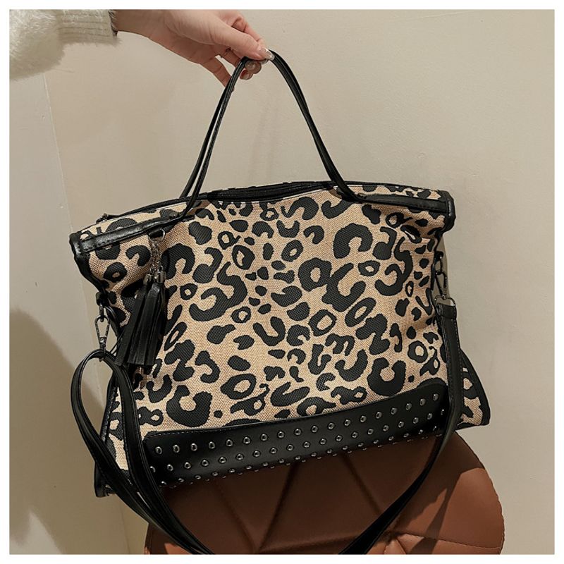Handtaschen Große Kapazität im französischen Stil Damen 2023 Neue Tasche mit Leopardenmuster Einkaufstasche_voghion.com