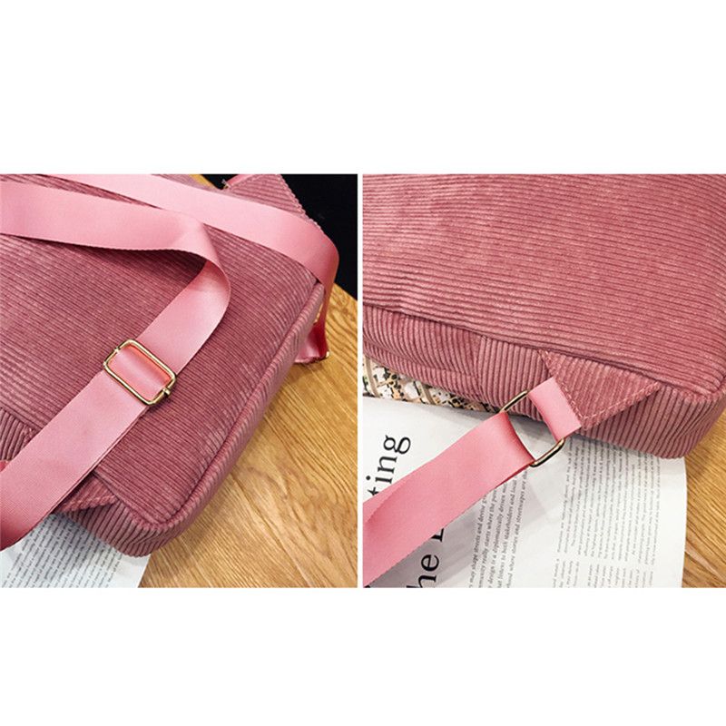 Retro-Rucksack modisch, die High School und College-Studenten, einfache Rucksäcke aus Cord für Damen, große Kapazität_voghion.com