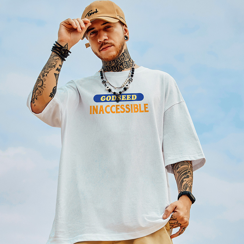 Κοντό μπλουζάκι oversize για φοιτητές, μοντέρνο ανδρικό μπλουζάκι Instagram, με μεγεθυμένο μπλουζάκι με γράμματα και φαρδιά μανίκια, καλοκαιρινό_voghion.com