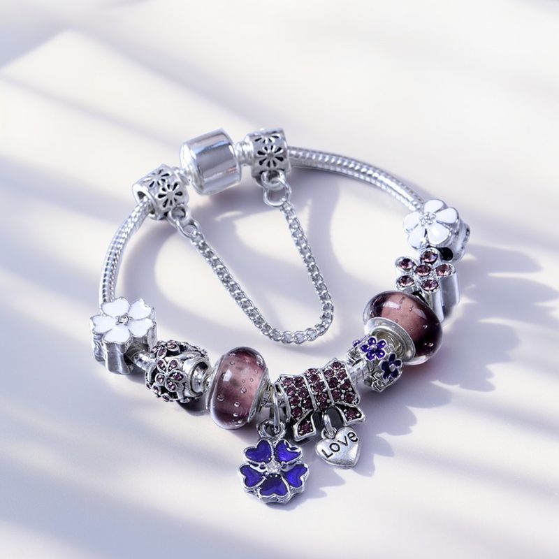 Bracciale charm in acciaio inossidabile con perline smaltate_voghion.com