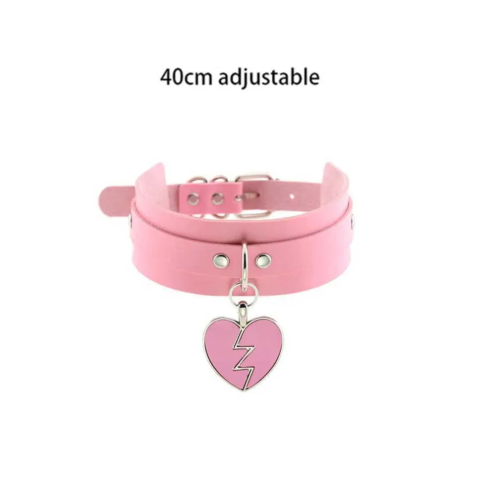 Collier ras du cou gothique en cuir avec pendentif rose sexy et tendance pour femme_voghion.com