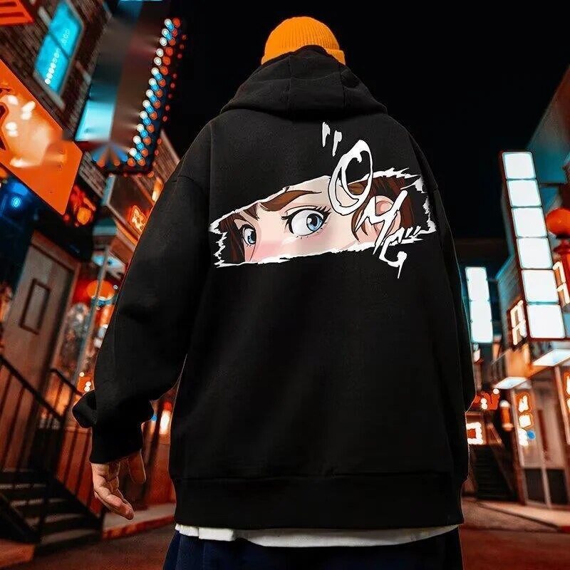 Oversized cartoon plysch hoodie för herr vinterjacka_voghion.com