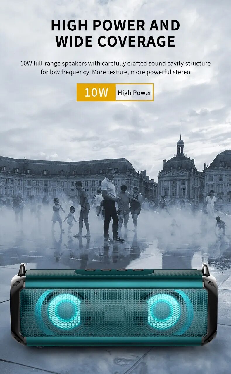 Rockmia Portable Bluetooth Speaker With Rgb Led Lights & Mic_voghion.com