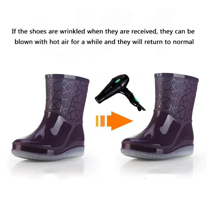 Waterproof Women's Rain Boots Non-slip Kitchen Shoes For Working_voghion.com