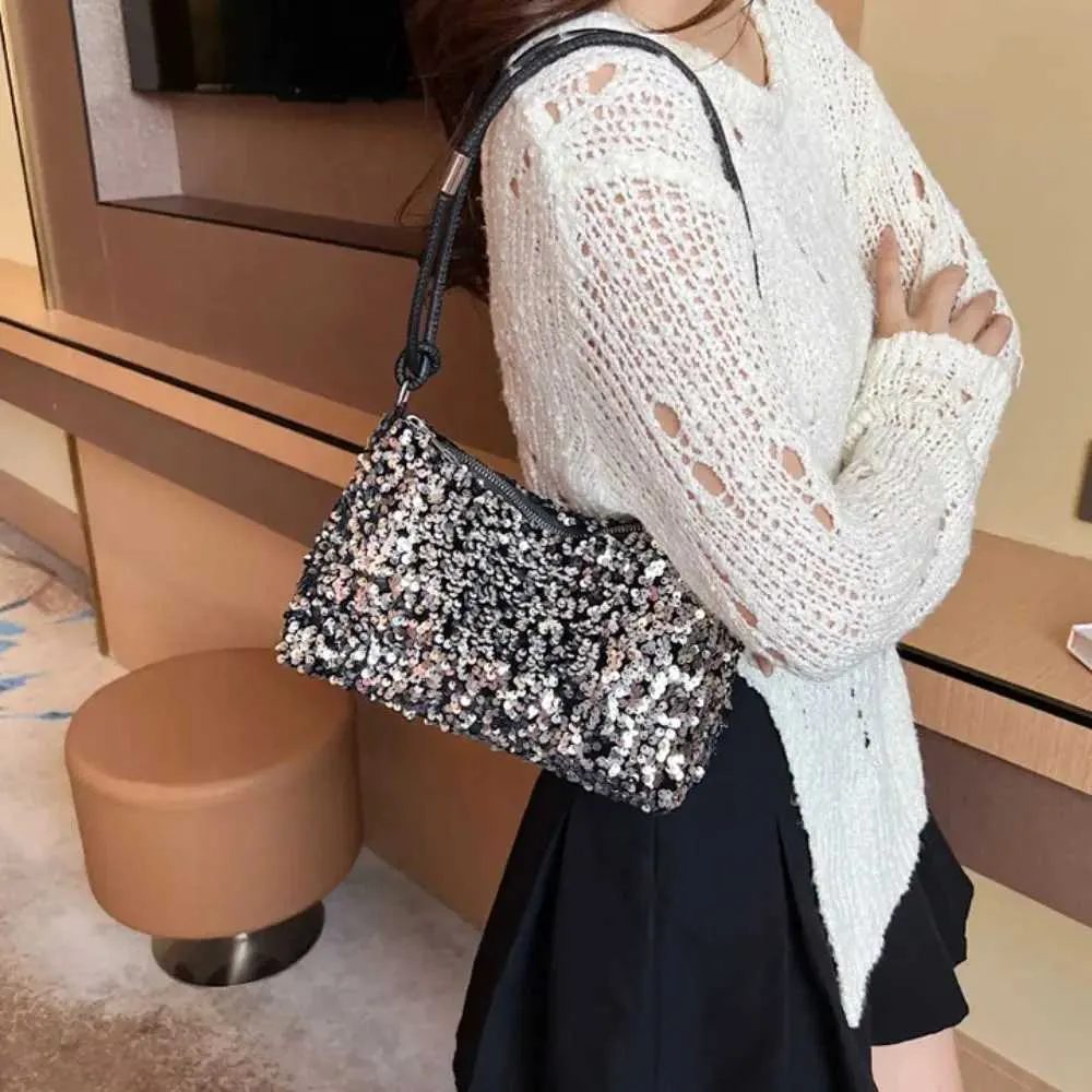 Einfarbig Crossbody Mode INS Pailletten Schulter Taschen Telefon Geldbörse Handtasche Abend Clutch Tasche Mädchen DIYC241103_voghion.com