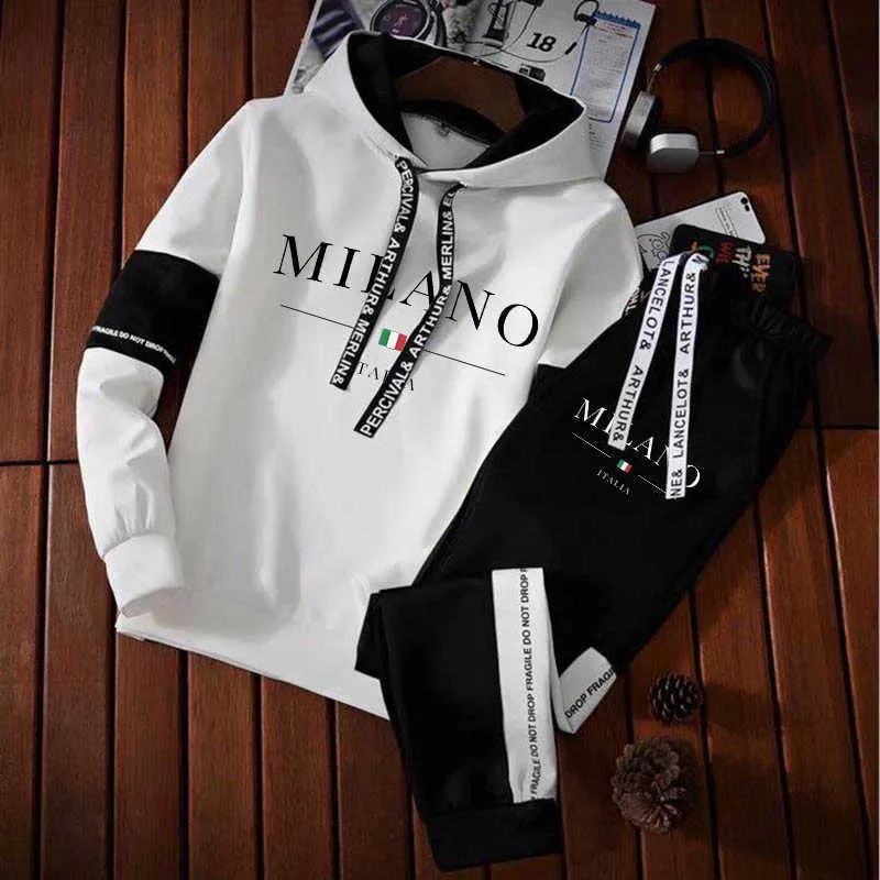 Tute da uomo, felpe con stampa a lettere O, pantaloni della tuta, design di tute, completi da jogging da uomo_voghion.com