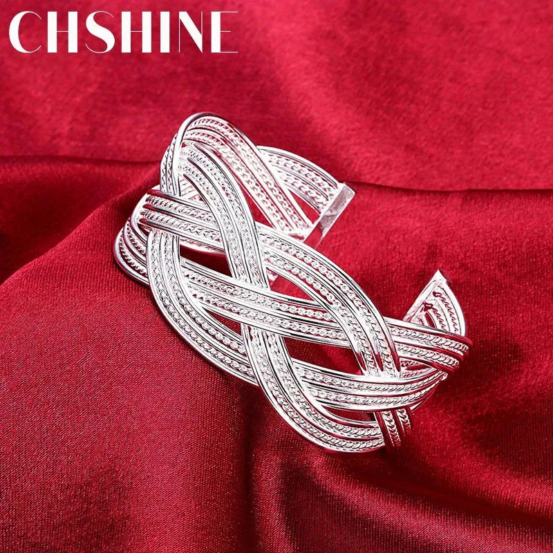 Sterling Sier armbånd til kvinder elegant flettet trådarmbånd mode bryllupsfest julegave pige studerende smykker 240507_voghion.com