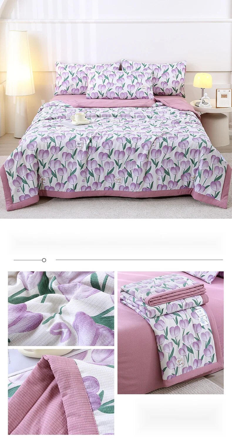 Summer four piece set, mother and baby grade air conditioning dormitory cool bubble cotton summer, home gift, thin_voghion.com