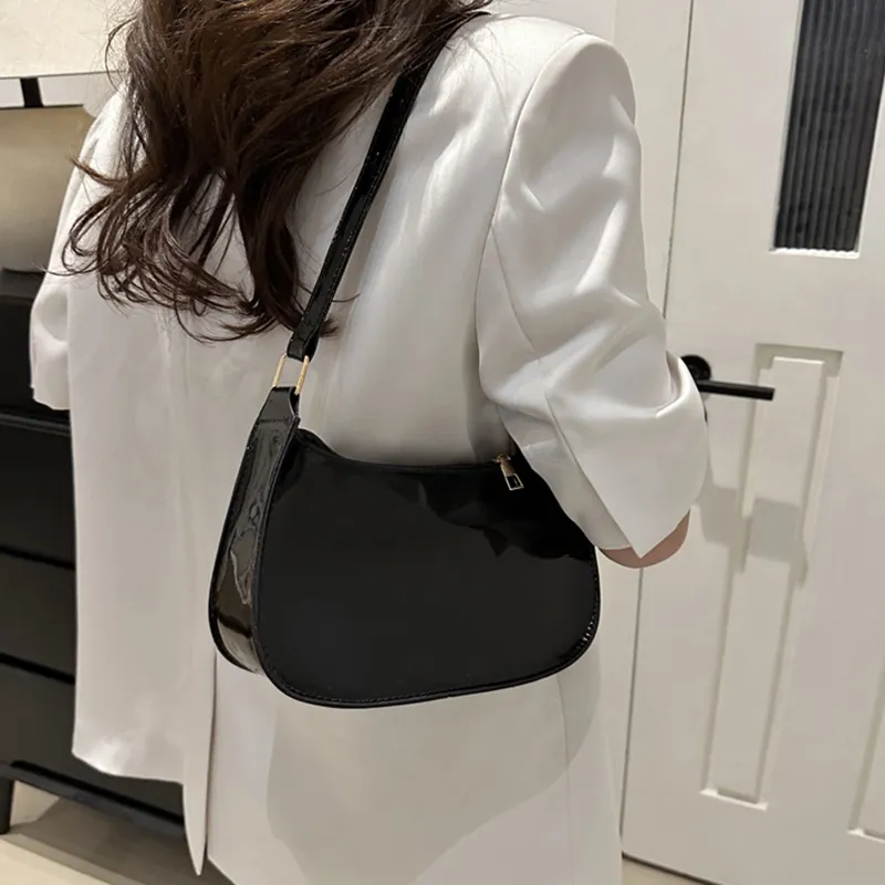 Borsa a tracolla da donna in pelle PU tinta unita retrò, borse alla moda, borse casual hobo e borsette da donna_voghion.com