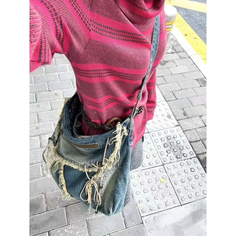 Sacs fourre-tout messager en denim vintage pour femmes, sacs à main et sacs à main de créateur 2023, nouveauté en bois, pompon perlé, grande bandoulière_voghion.com