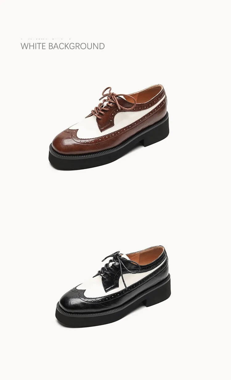 Spring/Autumn NEW Pumps Round Toe Thick Heel Split Leather For Women Retro Mixed Colors Oxfords Platform Shoes Eaa0 Oxds_voghion.com