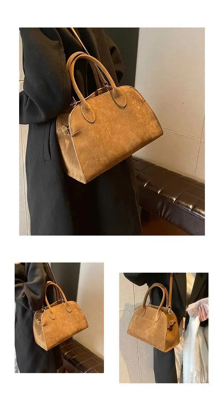 Designer Retro Suede Shoulder Bag Large Capacity Handbag Fashion_voghion.com