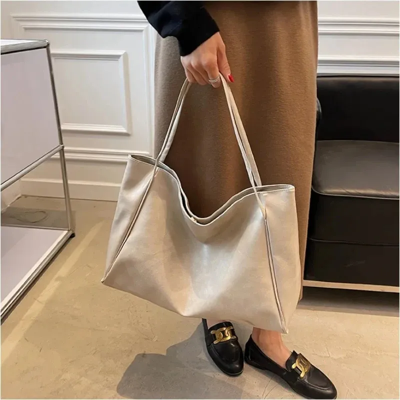 Borsa a tracolla in pelle vintage rossa da donna, casual, alla moda, grande capacità, shopper, Haruku, semplice borsa a mano_voghion.com