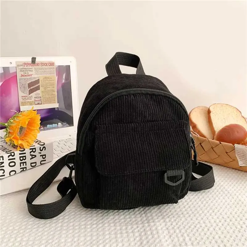 Zaino in velluto a coste da donna borsa a spalla alla moda_voghion.com
