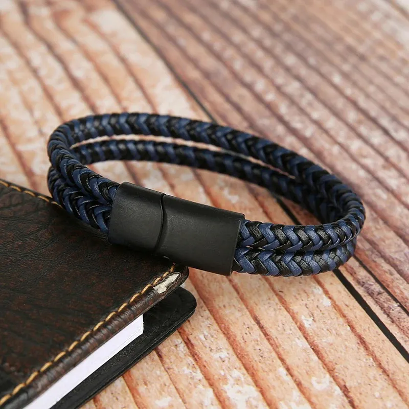 Genuine Bracelets Bangles for Men Women Double Layer Leather Rope Bracelet Handmade Jewelry Homme Pulseras 240507_voghion.com