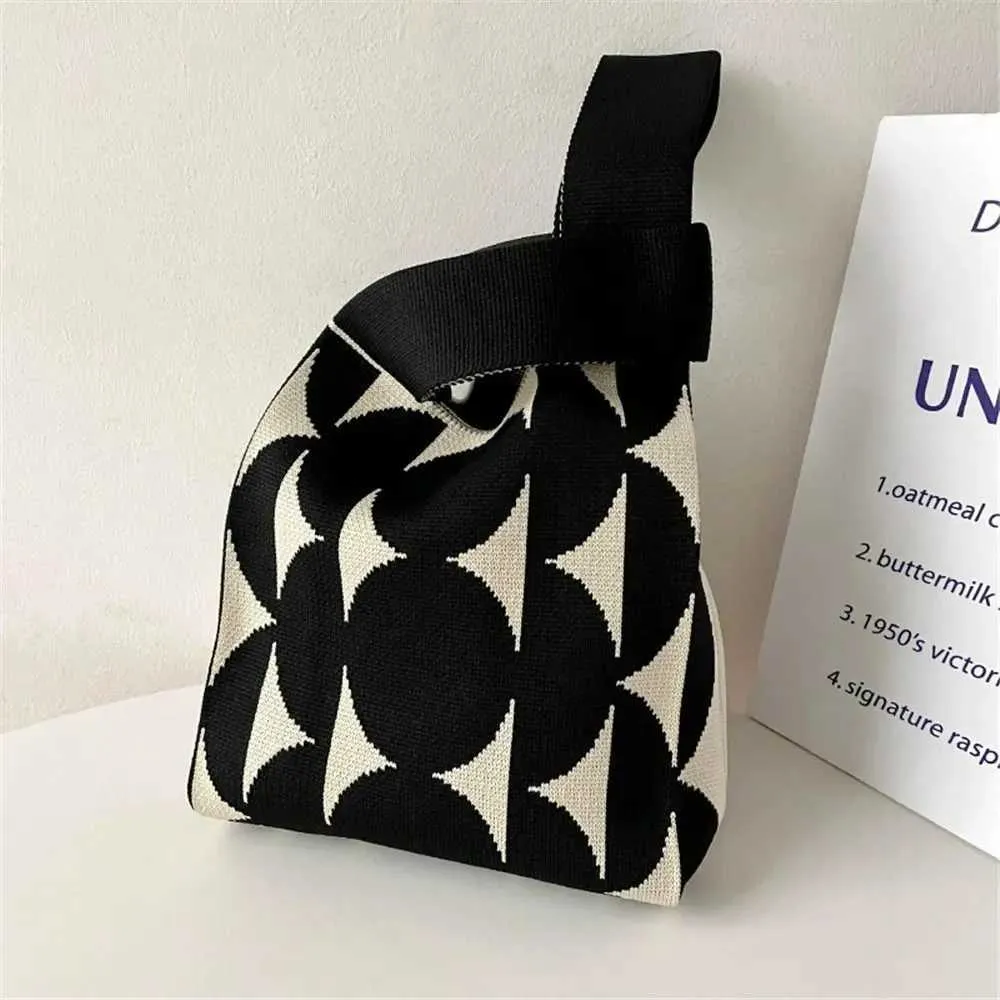 4-color mini suitable for girls reusable handmade knitted handbag shopping bag Y241106_voghion.com