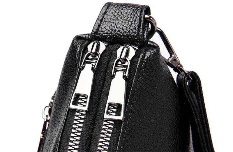 Borsa a tracolla da donna in morbida pelle PU con doppia tasca Yogodlns, con due tracolle, nera_voghion.com