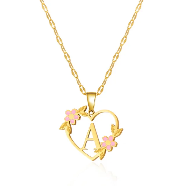 Collana con ciondolo a forma di lettera iniziale in acciaio inox coreano alla moda per donne e uomini, con lettera dalla A alla Z, girocollo, gioielli di amicizia_voghion.com