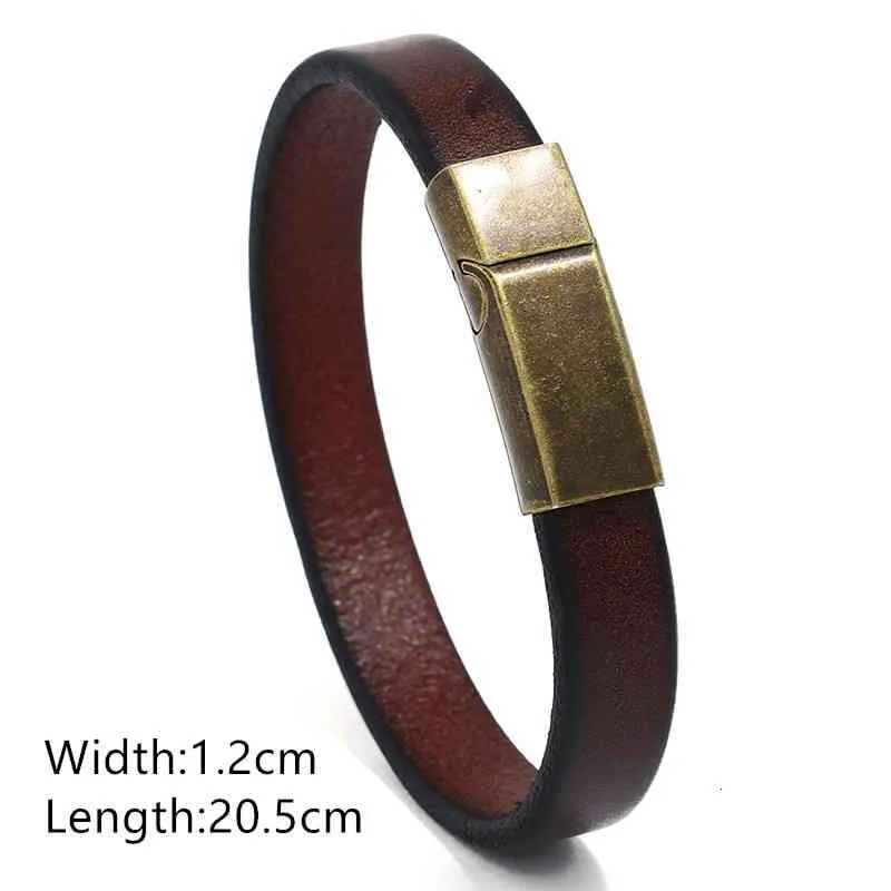 Bracciale da uomo in pelle intrecciata marrone punk con chiusura magnetica in acciaio inossidabile, alla moda, da 20,5 cm, regalo_voghion.com