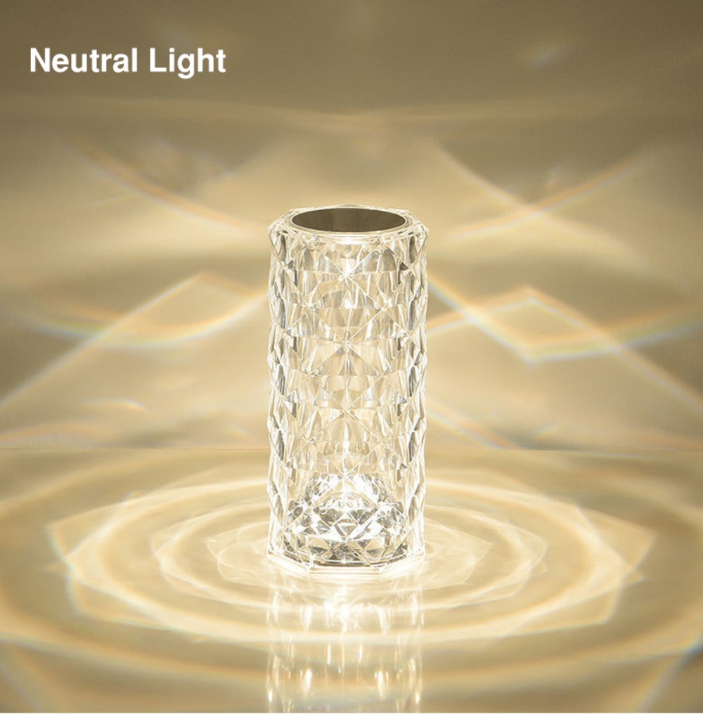 LED Crystal Table Bedroom Atmosphere Lamp Rose Projector USB Touch Night Light Decorative Lights for Room Decor_voghion.com