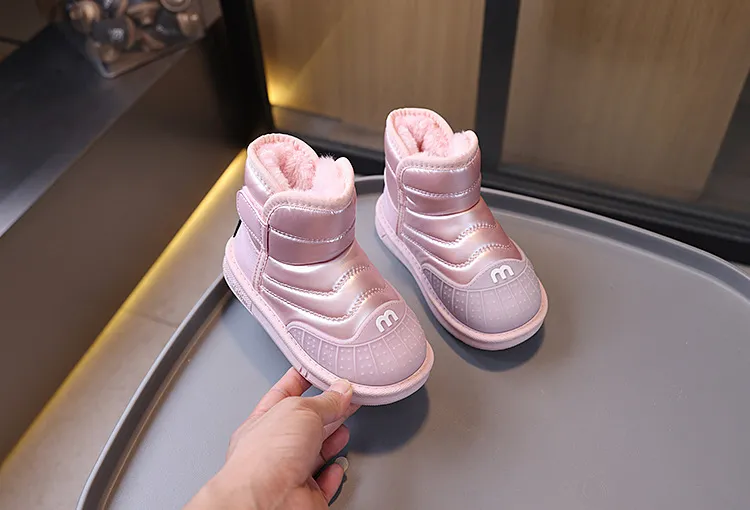 Winter Kids Youth Cotton Shoes Fashion Boys Girls Ankle Boots Littlesprouts Soft Bottom Warm Student Boot Sier Black_voghion.com
