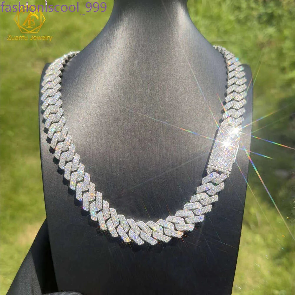 Gioielleria raffinata Hip Hop Sterling Sier Vvs Moissanite Diamond Iced Out Miami Big 16mm 20mm Collana a catena a maglia cubana per uomo_voghion.com
