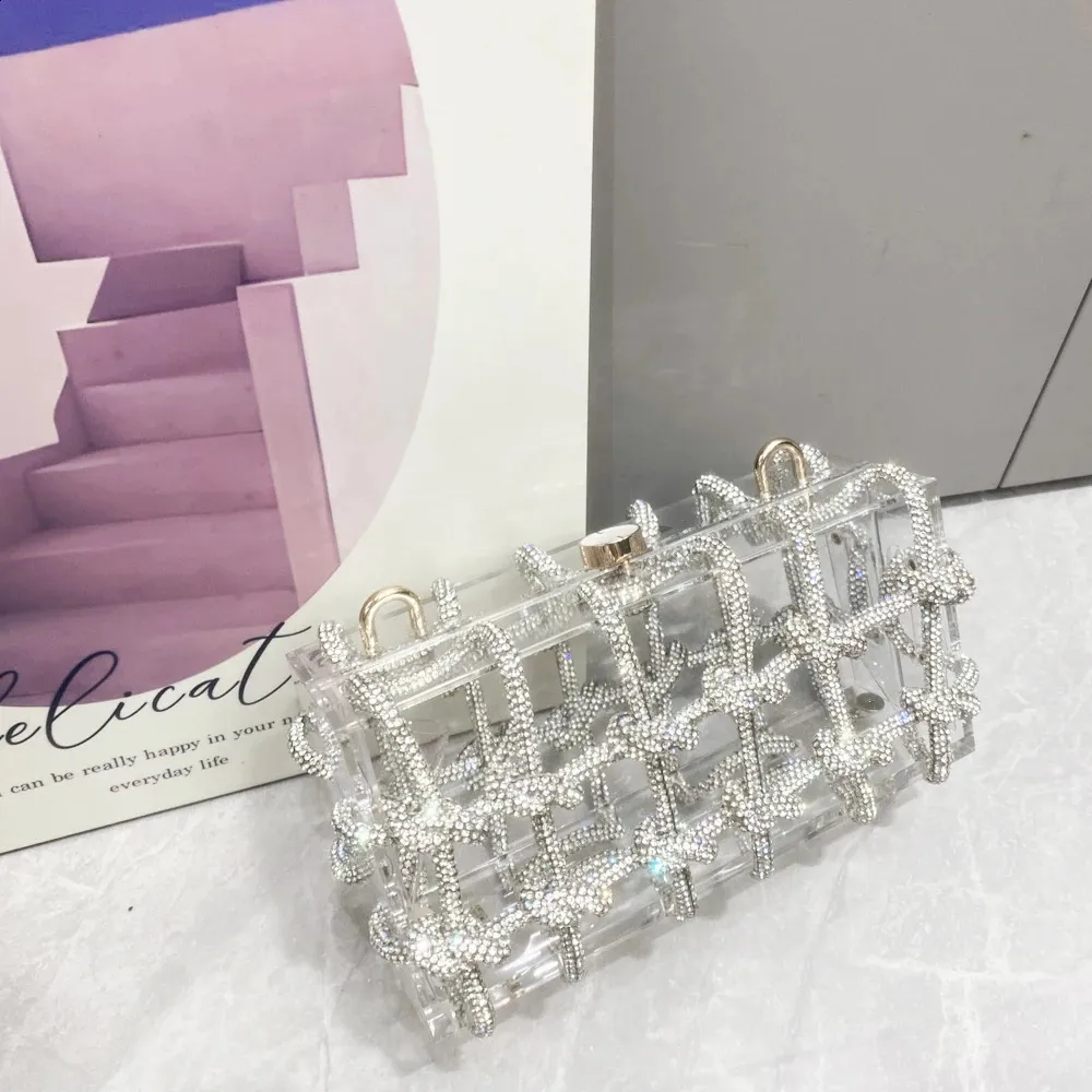 Handvat Rhies Evening sier Crystal handgemaakte tassen voor vrouwen portemonnees en handtassen bankettas 240827_voghion.com