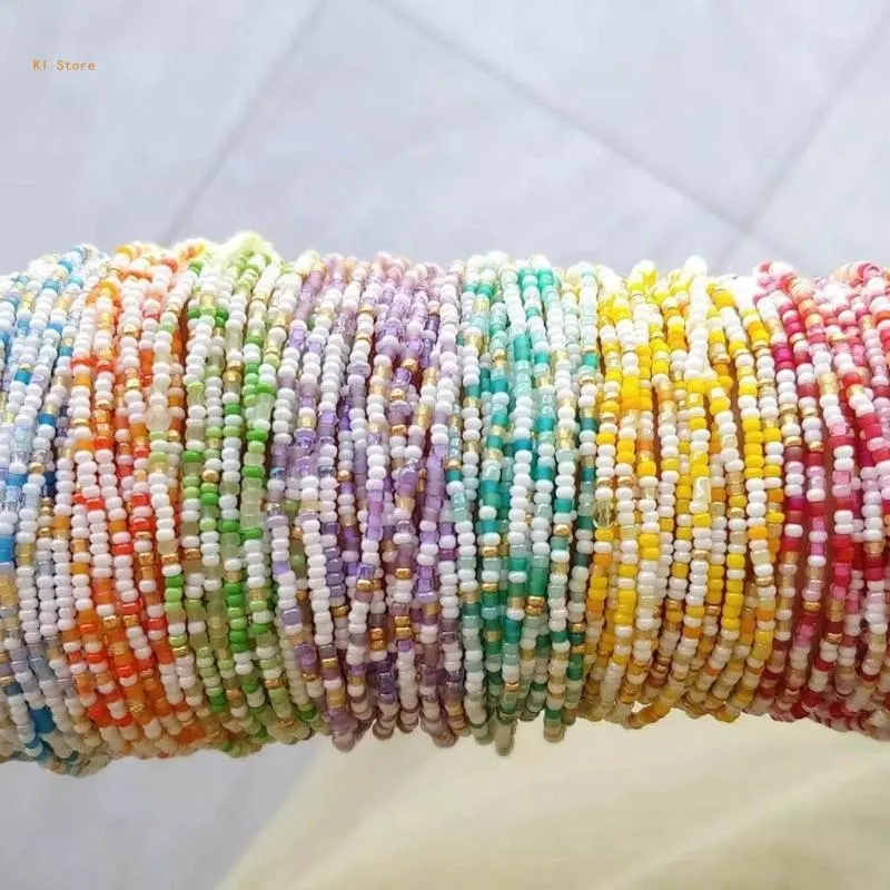Colar de contas coloridas estilo boho joia com corrente_voghion.com
