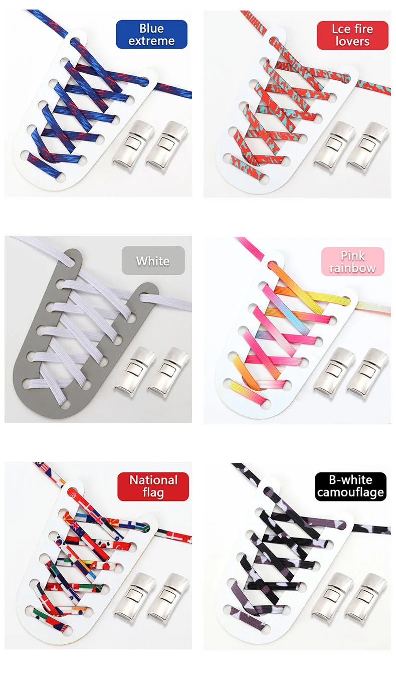 Lacci elastici per scarpe senza lacci Lacci colorati per scarpe piatte Veloci da indossare e togliere Comodi lacci per scarpe pigre Unisex 1_voghion.com