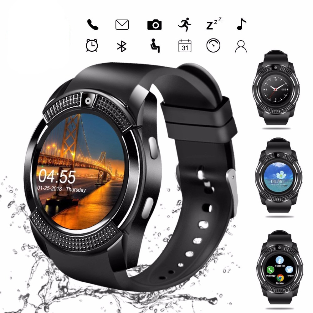 ♥ Direkt verfügbar + GRATIS Liwwerung ♥ V8 Smartwatch TF SIM Auer Bluetooth Schrëttzieler Kamera 2G Faarfdisplay Handgelenk Sport Auer Waasserdicht Apparat Android_voghion.com