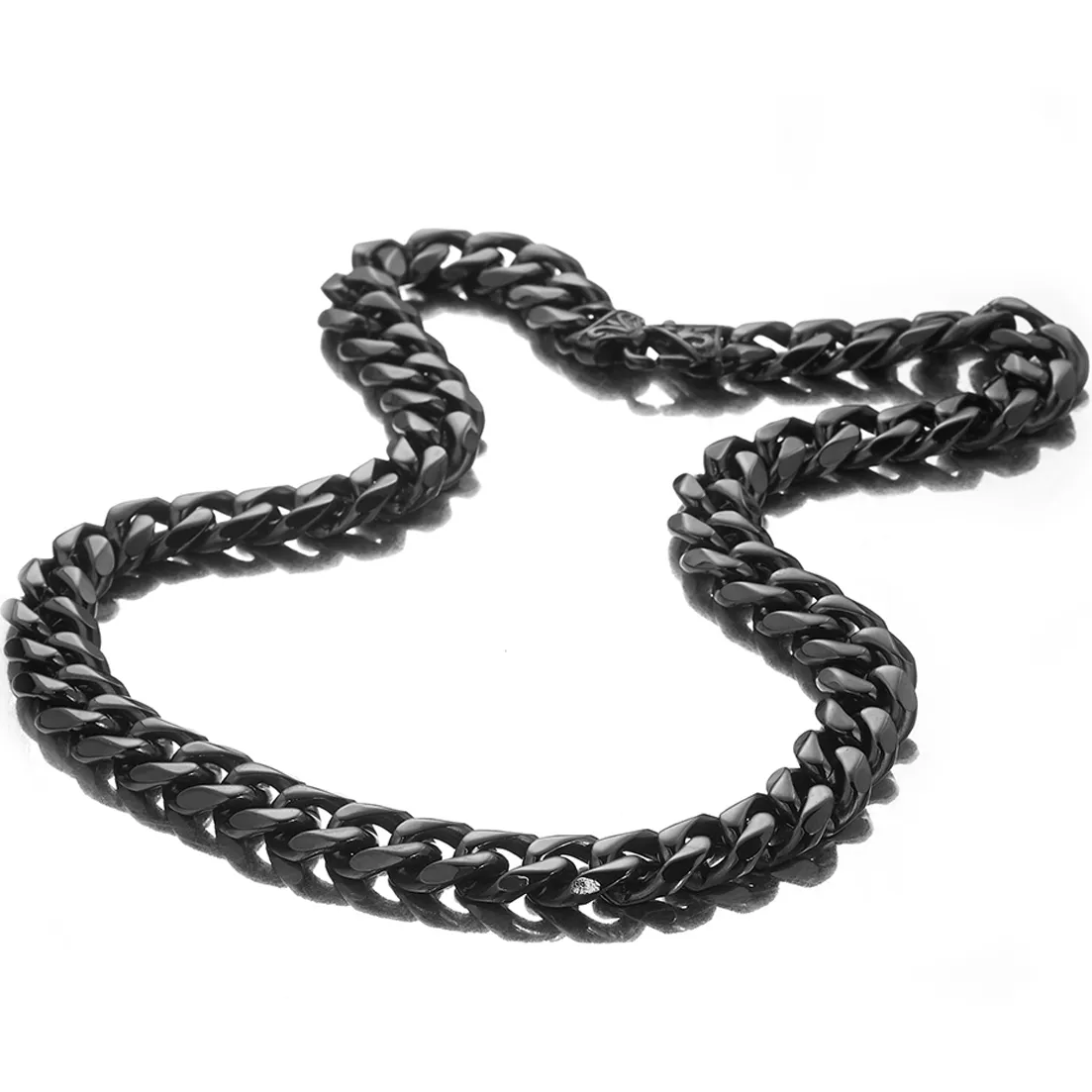 Chaînes 13/15 mm de large Hip-hop en acier inoxydable couleur argent/or/noir chaîne cubaine gourmette pour hommes et femmes collier ou bracelet_voghion.com