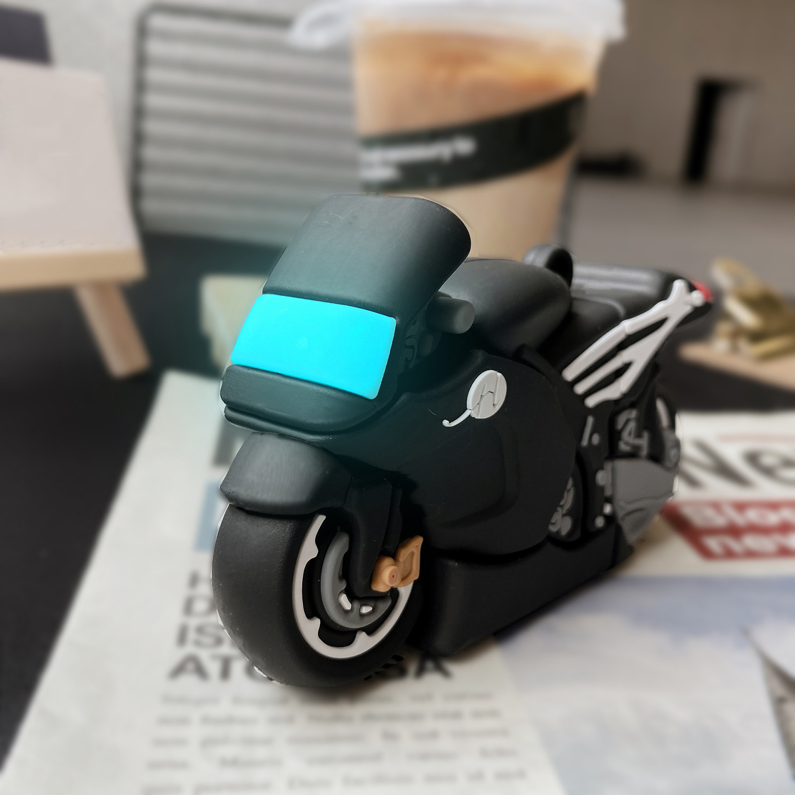 Hitech fülhallgató tok, világító, ütésálló szilikon, 3D motorkerékpár, Bluetooth-kompatibilis fejhallgató tok, védőfólia_voghion.com