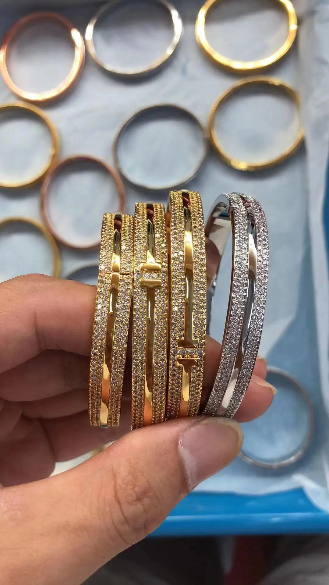 Cubic Zirconia Geometric Bangle Tennis Bracelet For Couples_voghion.com