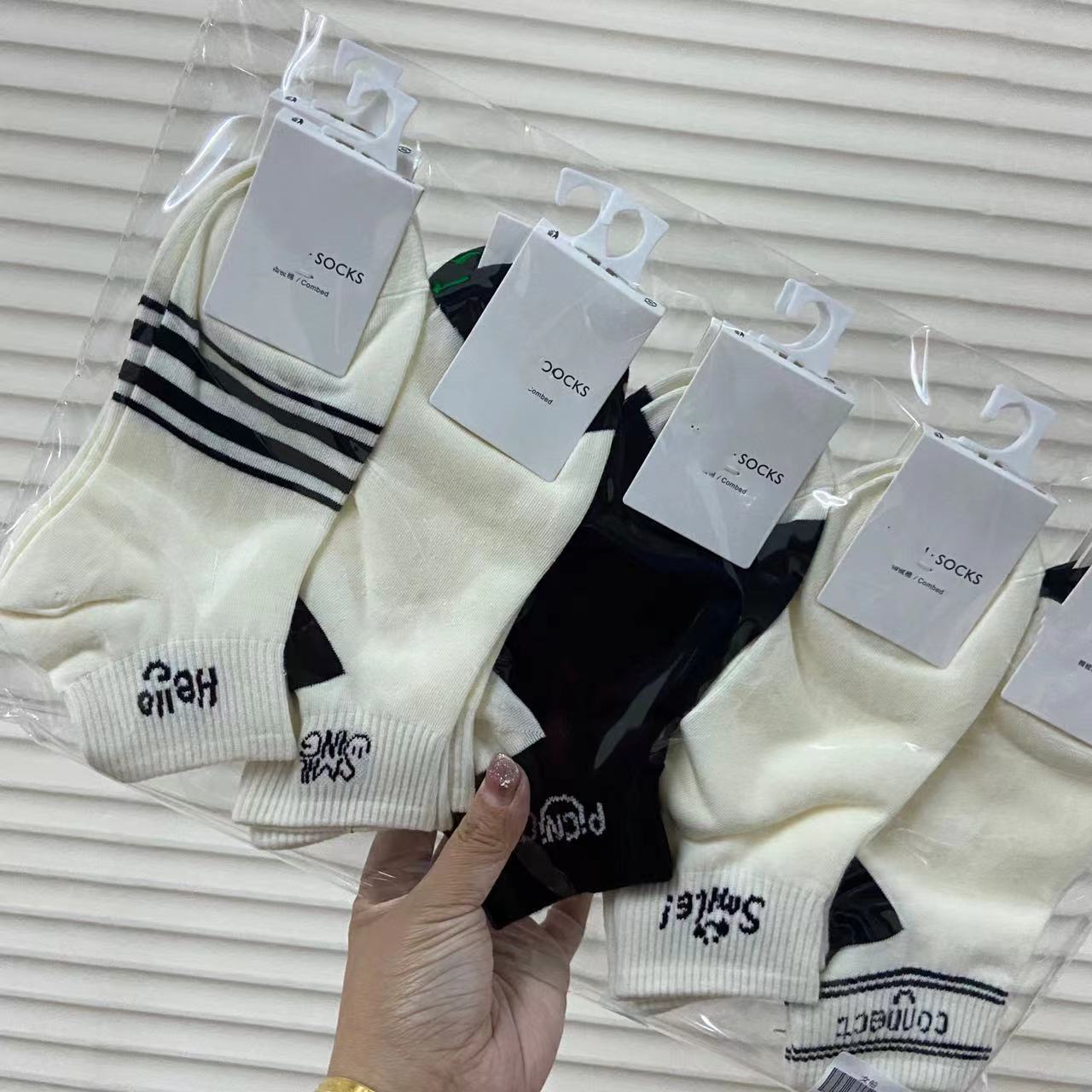 10 paia di calzini bianchi e neri da donna estivi sottili alla moda in stile college all-match semplice amore barca da donna_voghion.com
