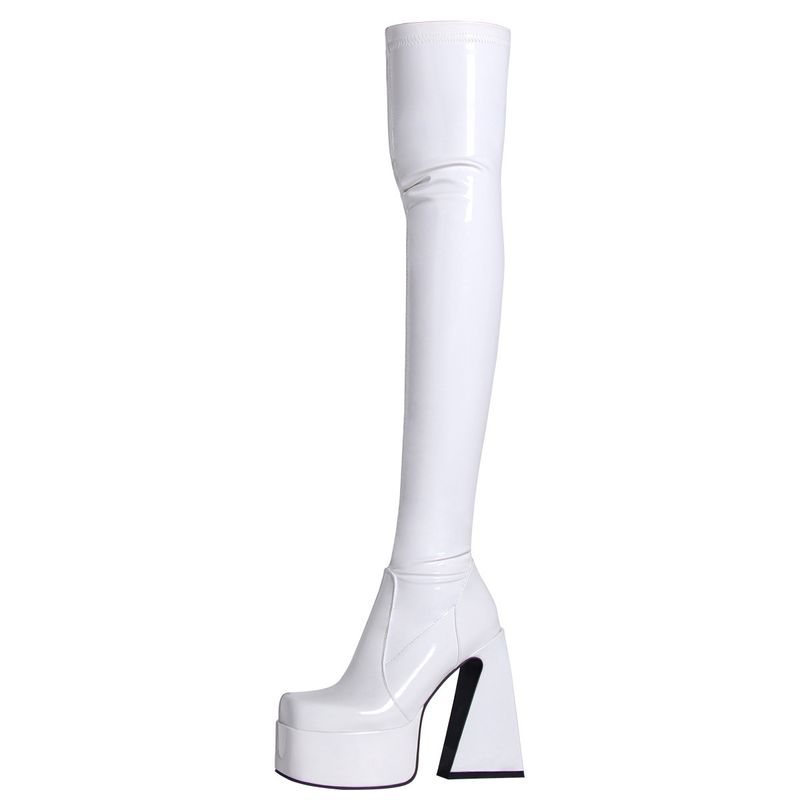 Herbst und Winter neue Damen Oberschenkel hohe Plateau Stiefel mit seitlichem Reißverschluss und dicker Ferse_voghion.com