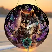 Moonlit Wolf Suncatcher - 8" Mystical Acrylic Art. Enchanted Decor For Living Room Or Fairy Garden Retreat._voghion.com