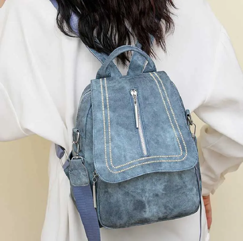 Vintage Leather Women's Backpack Large Capacity Casual Travel Bag_voghion.com