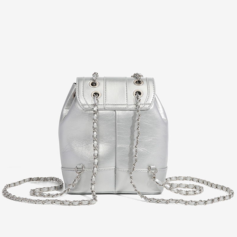 Borsa a secchiello per l'acqua con zaino a tracolla in pelle di cera d'olio per studenti Instagram con catena profumata alla moda coreana_voghion.com