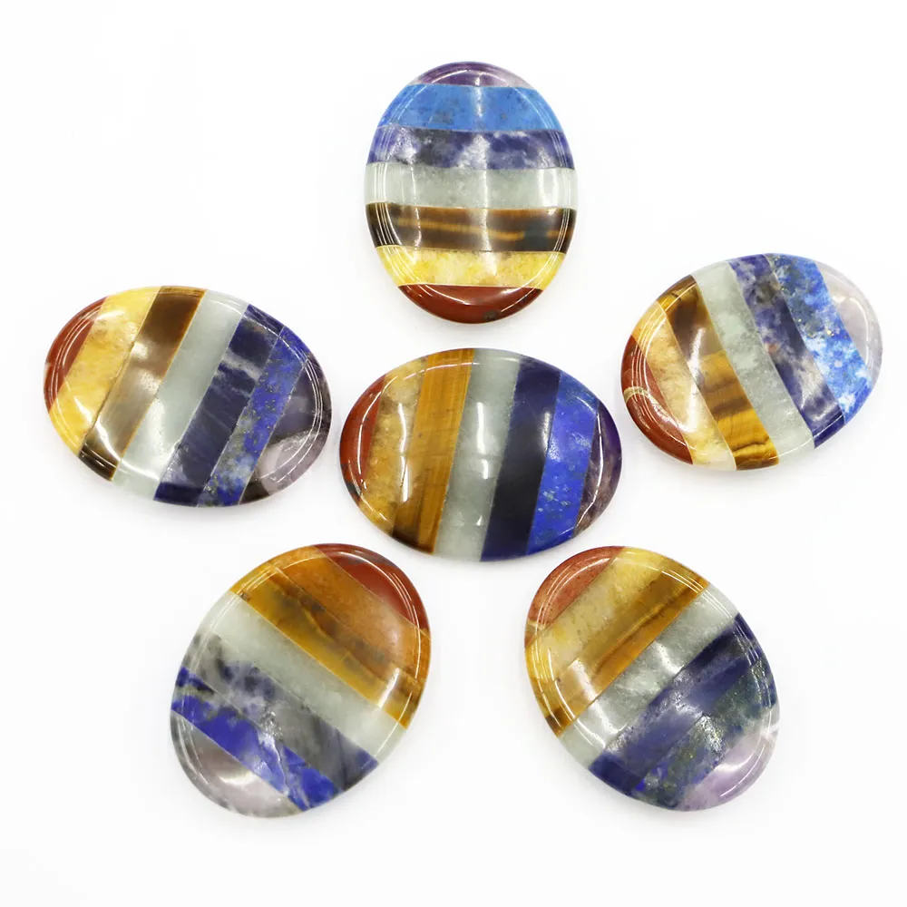 Pendant Necklaces Natural Gem 7 Chakra Energy Thumb Concave Smooth Massage Stone Reiki Healing Crystal Spiritual Therapy_voghion.com