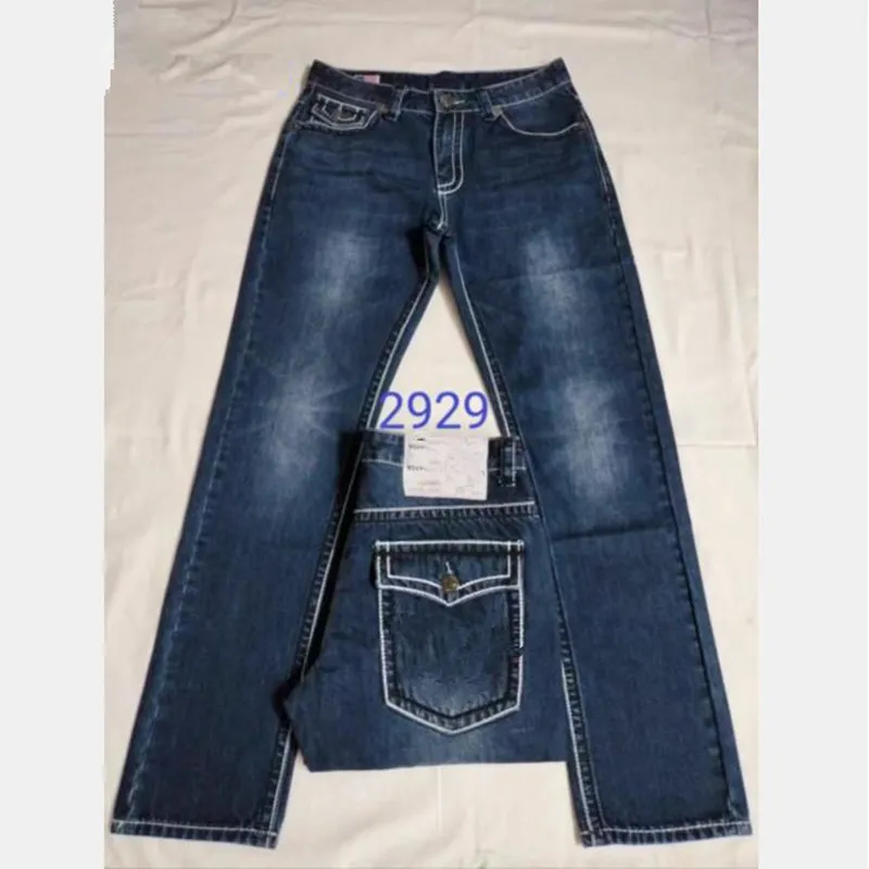 Men's True Long Trousers Mens Coarse Line Super Religion Jeans Clothes Man Casual Pencil Blue Black Denim Pants M2926_voghion.com