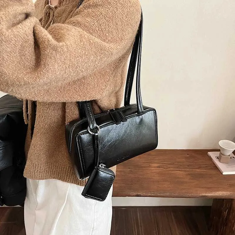 Designer Tasche LEFTSIDE 2-teilig/Set klein PU Leder quadratisch 2024 Winter Y2K neue modische Damen Tasche mit Geldbörse Handtasche_voghion.com