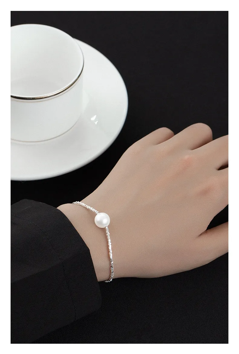 Neregulāras krelles ķēde Sieviešu rotaslietas Eleganta Sterling Sier Pearl Charm Kaklarota_voghion.com