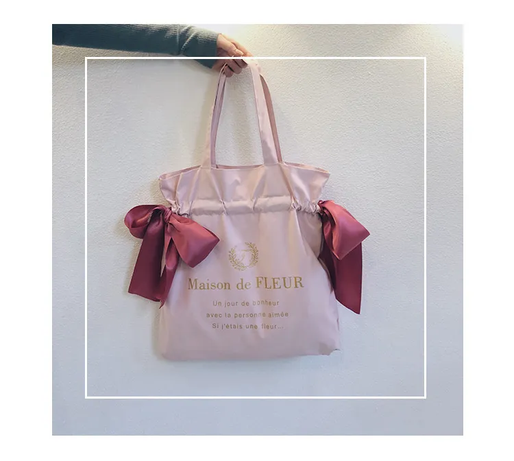 Borsa a tracolla carina da donna, per ragazze adolescenti, con fiocco, per studenti, borsa riutilizzabile, borsa per la spesa da donna, nuova moda_voghion.com