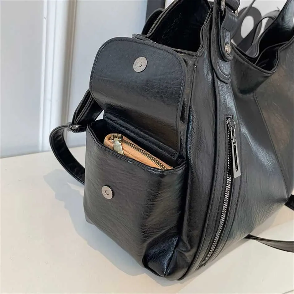 Women's Large Shoulder Bag Two Layer Soft Leather Retro Handbag_voghion.com