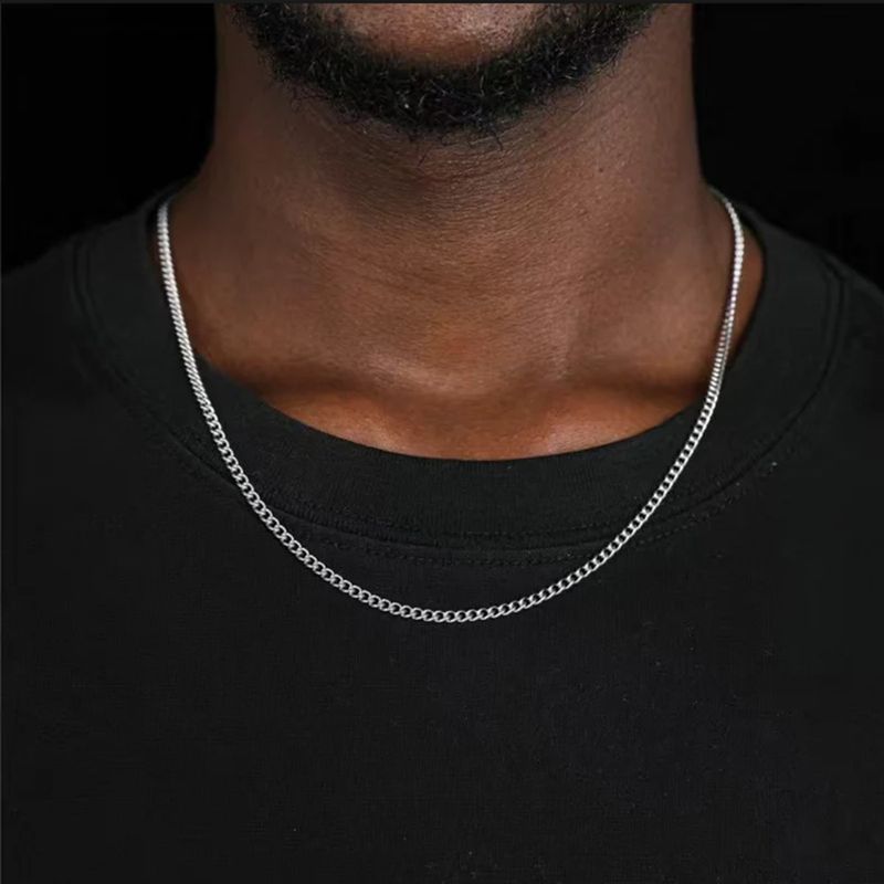 Ανδρικό κολιέ Hip-hop μονόχρωμο από ανοξείδωτο ατσάλι_voghion.com