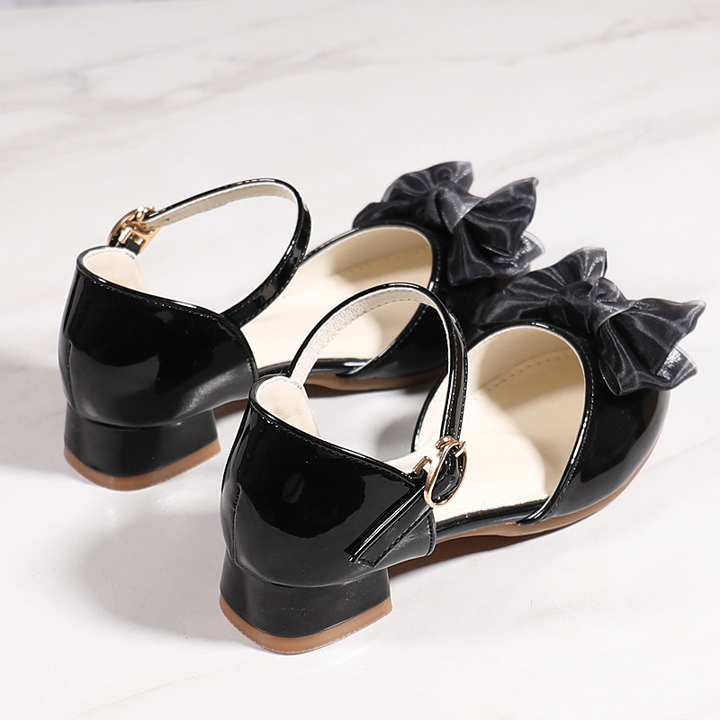 2024 sandali con tacco alto Baotou per ragazze della nuova primavera, scarpe in pelle con fiocco per bambini_voghion.com