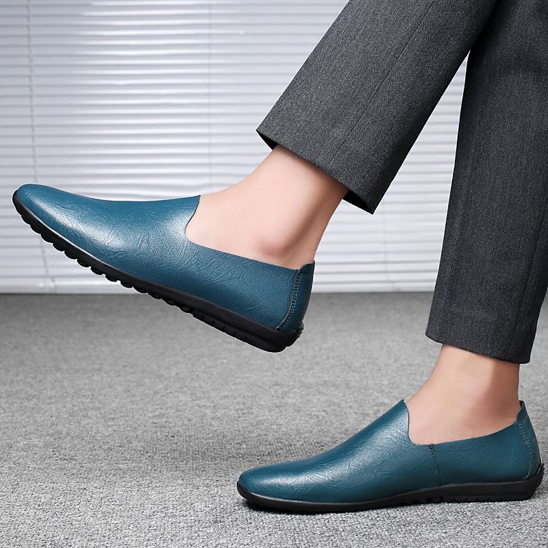 Frühling Sommer Herren Halbschuhe Casual Leder Mann Einfache Mokassins Slip-On Fahren Outdoor Bootsschuhe Handgehte Lazy_voghion.com